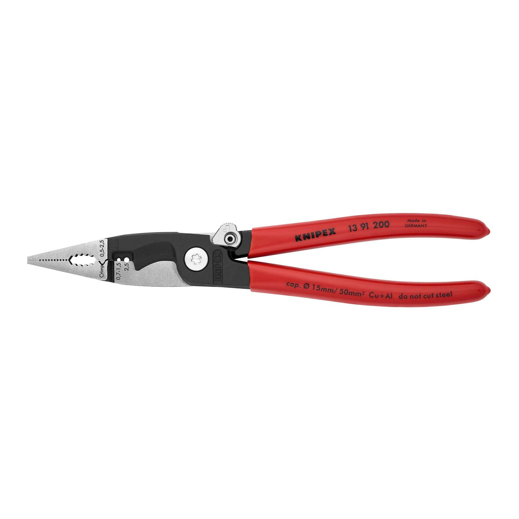 KNIPEX 13 91 200 Elektro-Installationszange mit Kunststoff überzogen schwarz atramentiert 200 mm