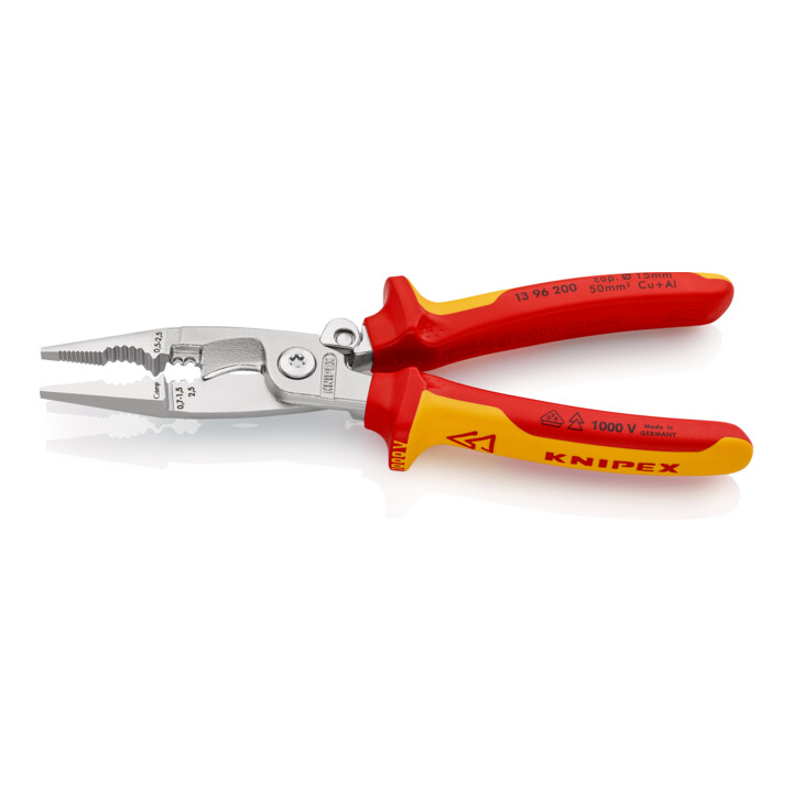 KNIPEX 13 96 200 Elektro installatietang verchroomd VDE 200 mm