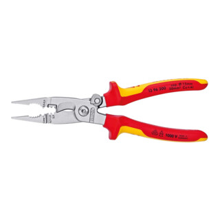 KNIPEX 13 96 200 Elektro-Installationszange isoliert mit Mehrkomponenten-Hüllen, VDE-geprüft verchromt 200 mm