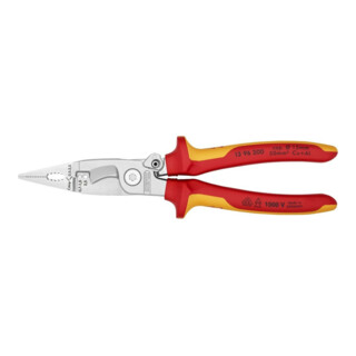 KNIPEX 13 96 200 Elektro-Installationszange isoliert mit Mehrkomponenten-Hüllen, VDE-geprüft verchromt 200 mm