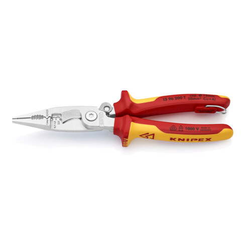 KNIPEX 13 96 200 T BK Elektro installatietang verchroomd VDE 200 mm