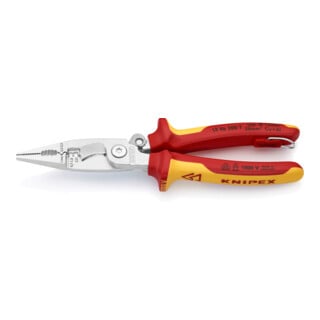 KNIPEX 13 96 200 T Elektro-Installationszange mit Befestigungsöse verchromt VDE 200 mm