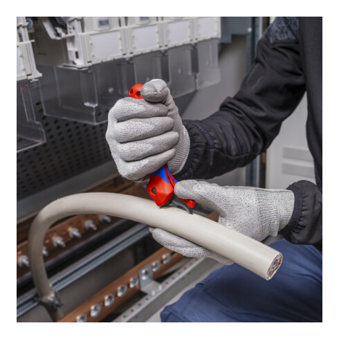 KNIPEX 16 50 145 SB Abmantelungsmesser mit Gleitschuh und Ratschenfunktion mit Mehrkomponenten-Hüllen 146 mm