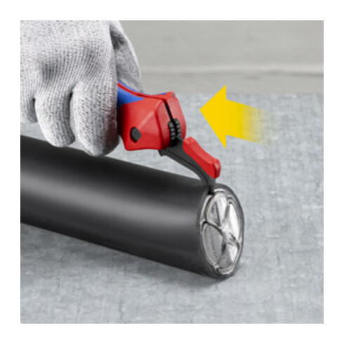 KNIPEX 16 50 145 SB Abmantelungsmesser mit Gleitschuh und Ratschenfunktion mit Mehrkomponenten-Hüllen 146 mm