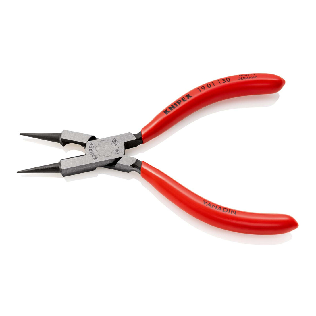 KNIPEX 19 01 130 Rundzange mit Schneide (Schmuckbiegezange) mit Kunststoff überzogen schwarz atramentiert 130 mm