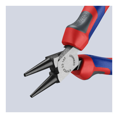 KNIPEX 22 02 140 Rundzange mit Comfort-Griffen schwarz atramentiert 140 mm