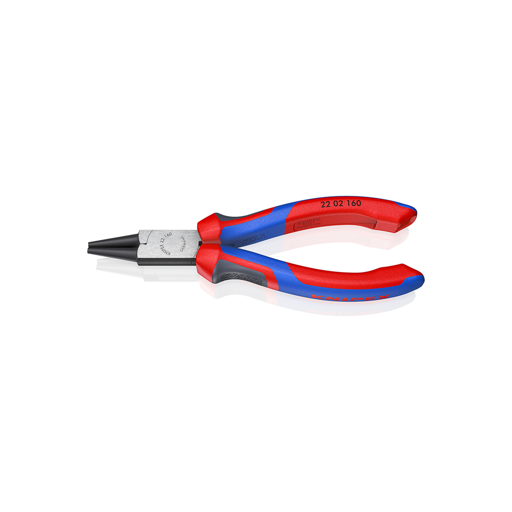 KNIPEX 22 02 160 Rundzange mit Comfort-Griffen schwarz atramentiert 160 mm