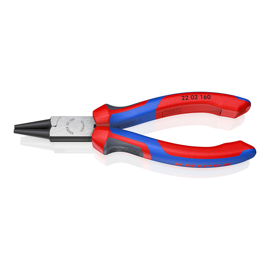 KNIPEX 22 02 160 Rundzange mit Comfort-Griffen schwarz atramentiert 160 mm