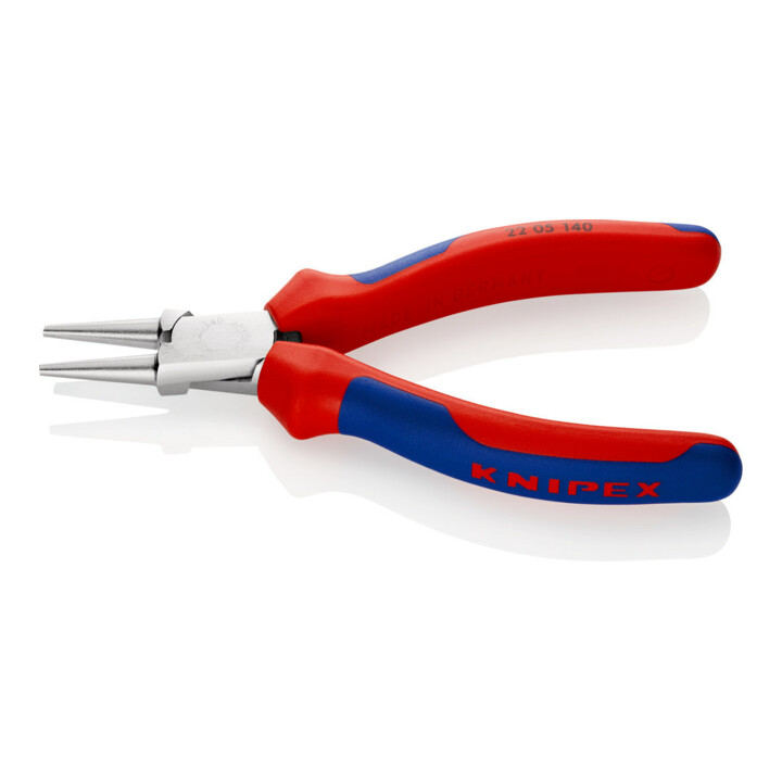 KNIPEX 22 05 140 Rundzange mit Mehrkomponenten-Hüllen verchromt 140 mm