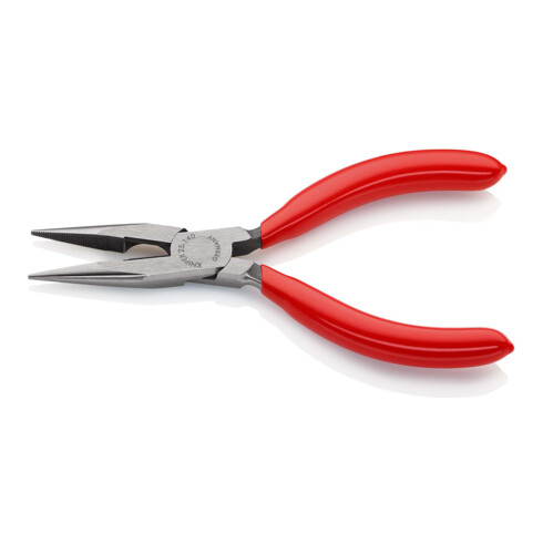 KNIPEX 25 01 140 Flachrundzange mit Schneide (Radiozange) mit Kunststoff überzogen schwarz atramentiert 140 mm
