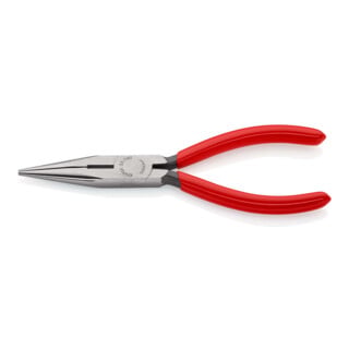 KNIPEX 25 01 160 Flachrundzange mit Schneide (Radiozange) mit Kunststoff überzogen schwarz atramentiert 160 mm