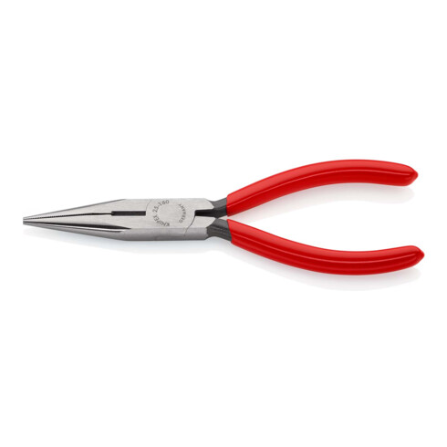 KNIPEX 25 01 160 Flachrundzange mit Schneide (Radiozange) mit Kunststoff überzogen schwarz atramentiert 160 mm
