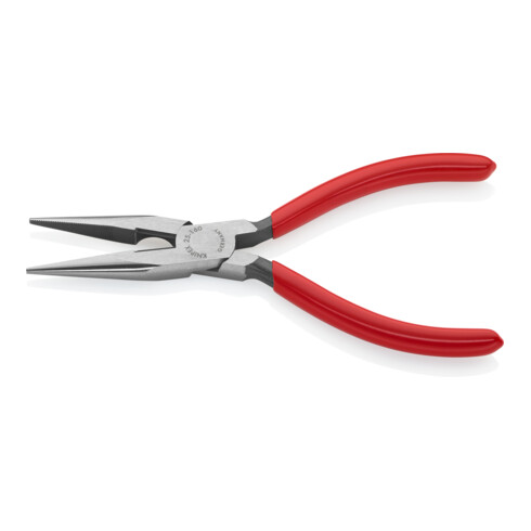 KNIPEX 25 01 160 Flachrundzange mit Schneide (Radiozange) mit Kunststoff überzogen schwarz atramentiert 160 mm