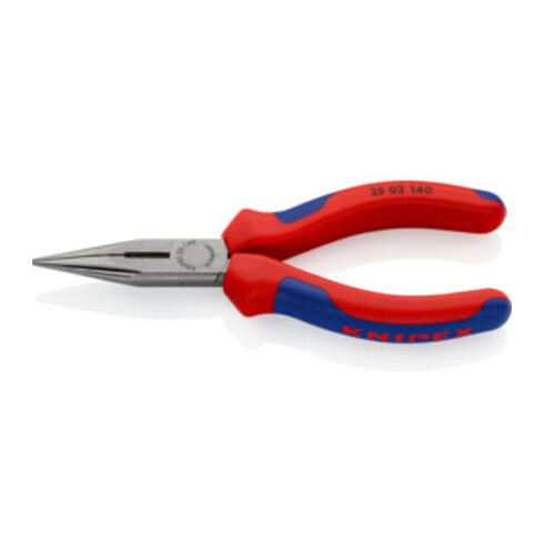 KNIPEX 25 02 140 Flachrundzange mit Schneide (Radiozange) mit Comfort-Griffen schwarz atramentiert 140 mm