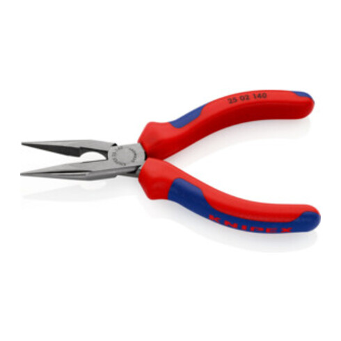 KNIPEX 25 02 140 Flachrundzange mit Schneide (Radiozange) mit Comfort-Griffen schwarz atramentiert 140 mm