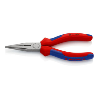 KNIPEX 25 02 160 Flachrundzange mit Schneide (Radiozange) mit Comfort-Griffen schwarz atramentiert 160 mm