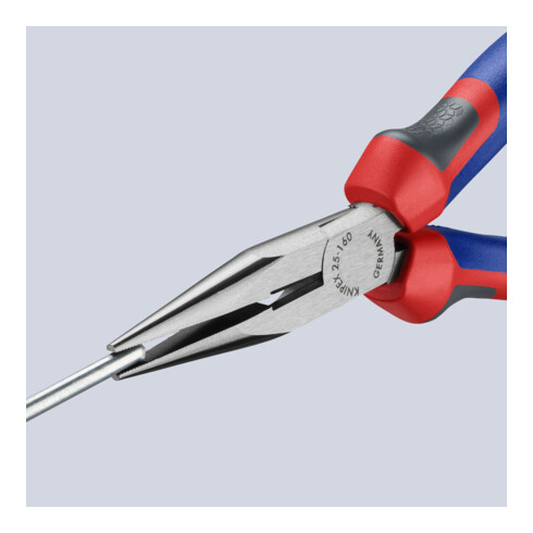 KNIPEX 25 02 160 Flachrundzange mit Schneide (Radiozange) mit Comfort-Griffen schwarz atramentiert 160 mm
