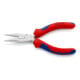 KNIPEX 25 05 140 Flachrundzange mit Schneide (Radiozange) mit Mehrkomponenten-Hüllen verchromt 140 mm