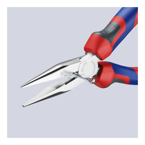 KNIPEX 25 05 160 Flachrundzange mit Schneide (Radiozange) verchromt 160 mm