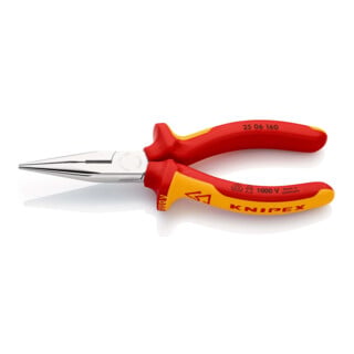 KNIPEX 25 06 160 platte rondbektang en snijkant (radiotang) verchroomd VDE 160 mm
