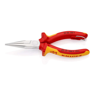 KNIPEX 25 06 160 T BK platte rondbektang en snijkant (radiotang) verchroomd VDE 160 mm