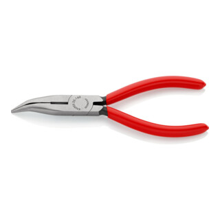 KNIPEX 25 21 160 Flachrundzange mit Schneide (Radiozange) mit Kunststoff überzogen schwarz atramentiert 160 mm