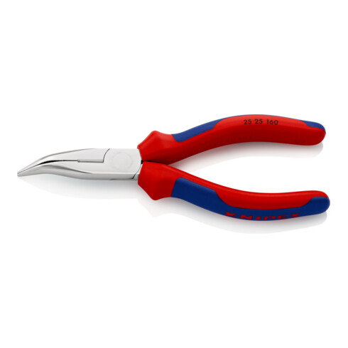 KNIPEX 25 25 160 Flachrundzange mit Schneide (Radiozange) mit Comfort-Griffen verchromt 165 mm