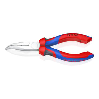 KNIPEX 25 25 160 Flachrundzange mit Schneide (Radiozange) mit Comfort-Griffen verchromt 165 mm