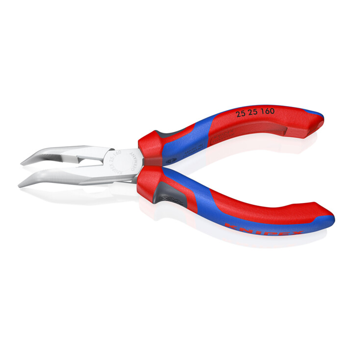 KNIPEX 25 25 160 Flachrundzange mit Schneide (Radiozange) mit Comfort-Griffen verchromt 165 mm