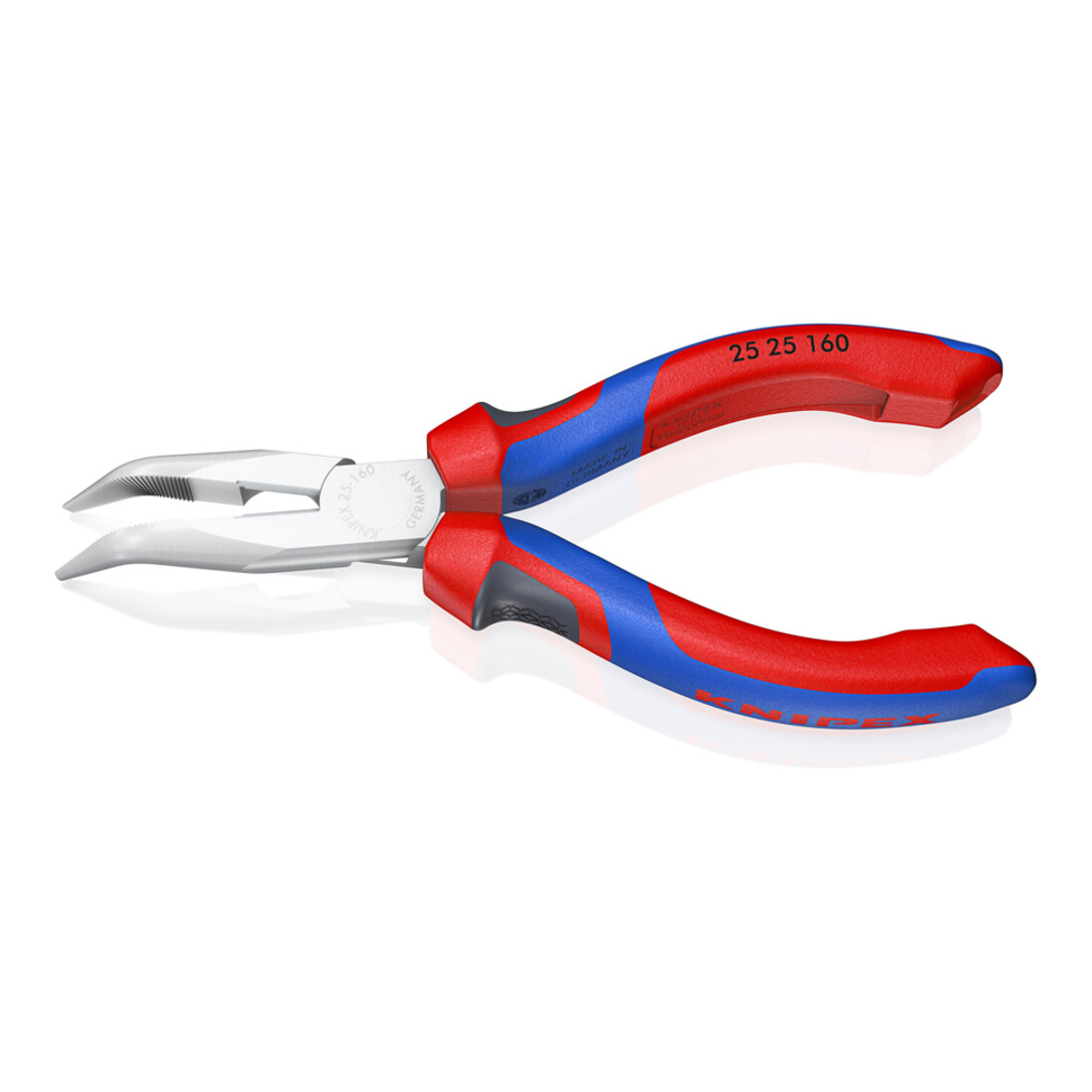 KNIPEX 25 25 160 Flachrundzange mit Schneide (Radiozange) mit Comfort-Griffen verchromt 165 mm