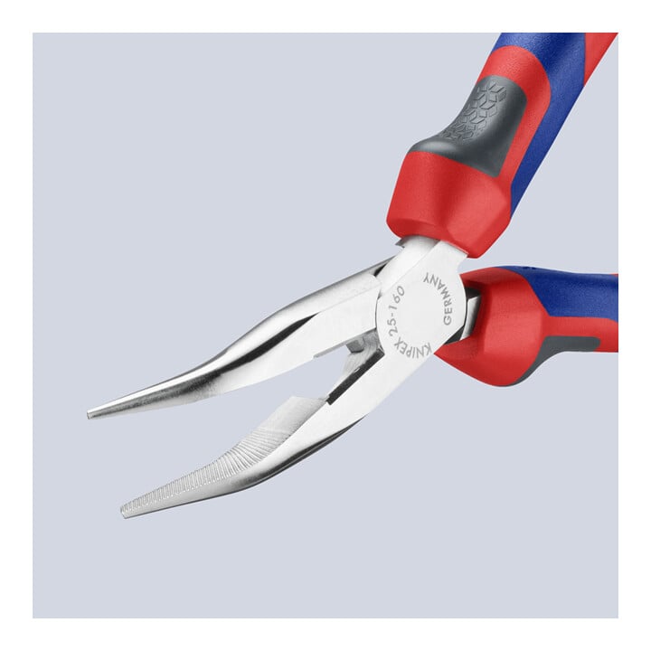 KNIPEX 25 25 160 Flachrundzange mit Schneide (Radiozange) mit Comfort-Griffen verchromt 165 mm