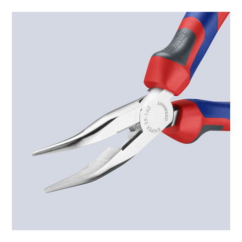 KNIPEX 25 25 160 Flachrundzange mit Schneide (Radiozange) mit Comfort-Griffen verchromt 165 mm