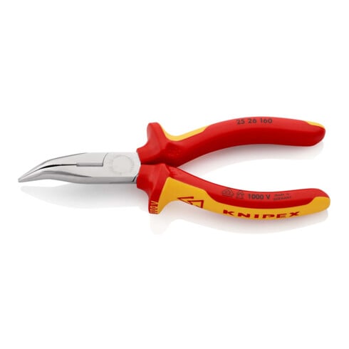 KNIPEX 25 26 160 platte rondbektang en snijkant (radiotang) verchroomd VDE 160 mm