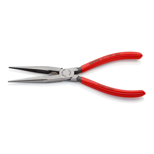 KNIPEX 26 11 200 Flachrundzange mit Schneide (Storchschnabelzange) mit Kunststoff überzogen schwarz atramentiert 200 mm