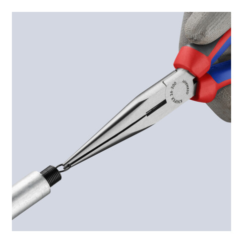 KNIPEX 26 12 200 Flachrundzange mit Schneide (Storchschnabelzange) mit Comfort-Griffen schwarz atramentiert 200 mm