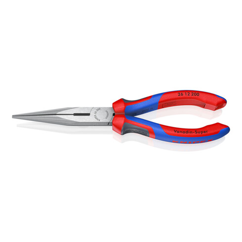 KNIPEX 26 12 200 Flachrundzange mit Schneide (Storchschnabelzange) mit Comfort-Griffen schwarz atramentiert 200 mm