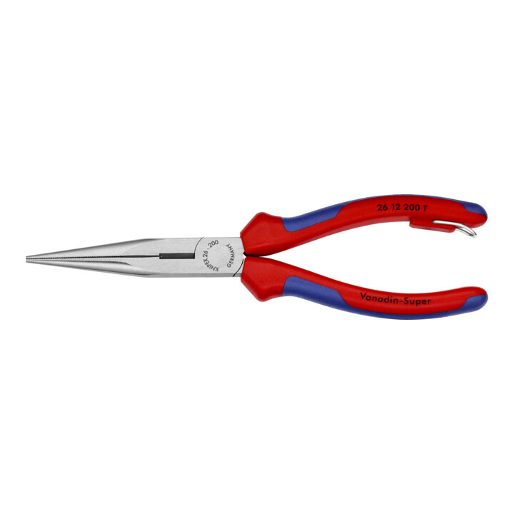 KNIPEX 26 12 200 T Platte rondbektang met snijkant (Ooievaarsbektang) zwart geatramenteerd 200 mm