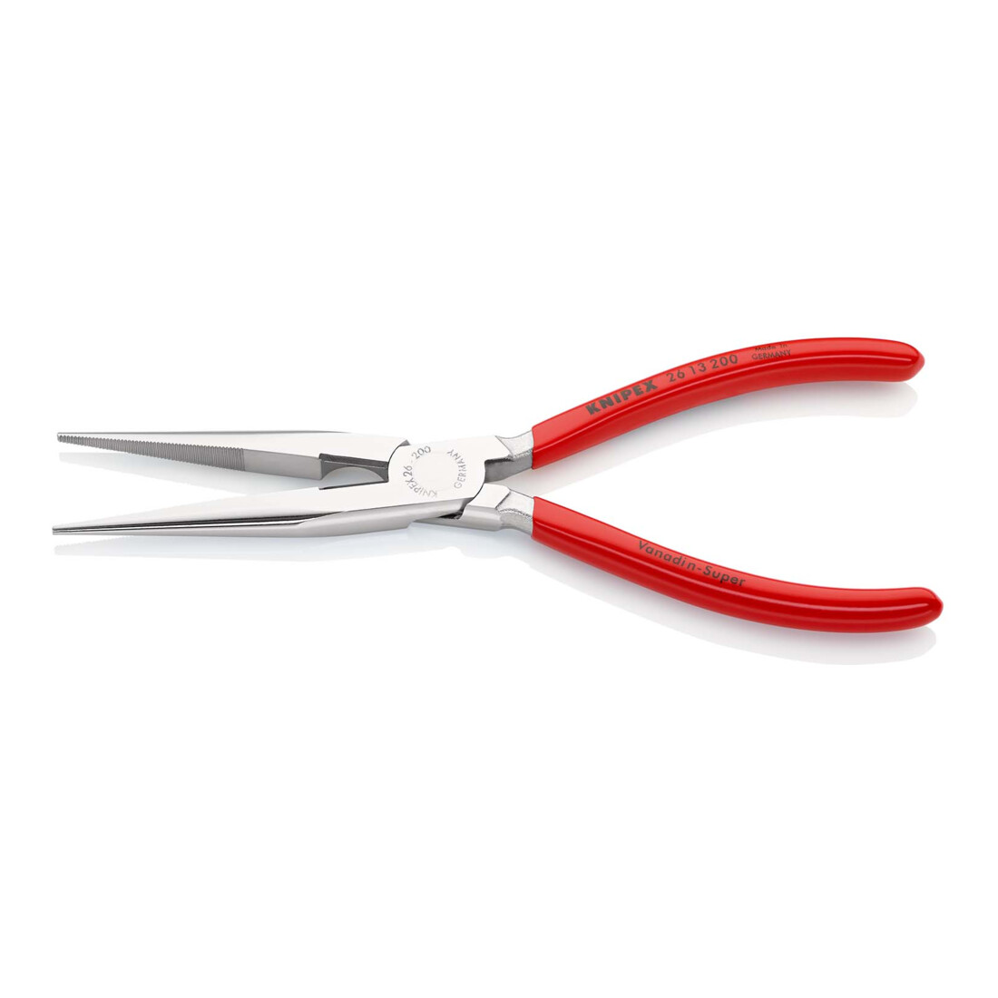 KNIPEX 26 13 200 Flachrundzange mit Schneide (Storchschnabelzange) mit Kunststoff überzogen verchromt 200 mm