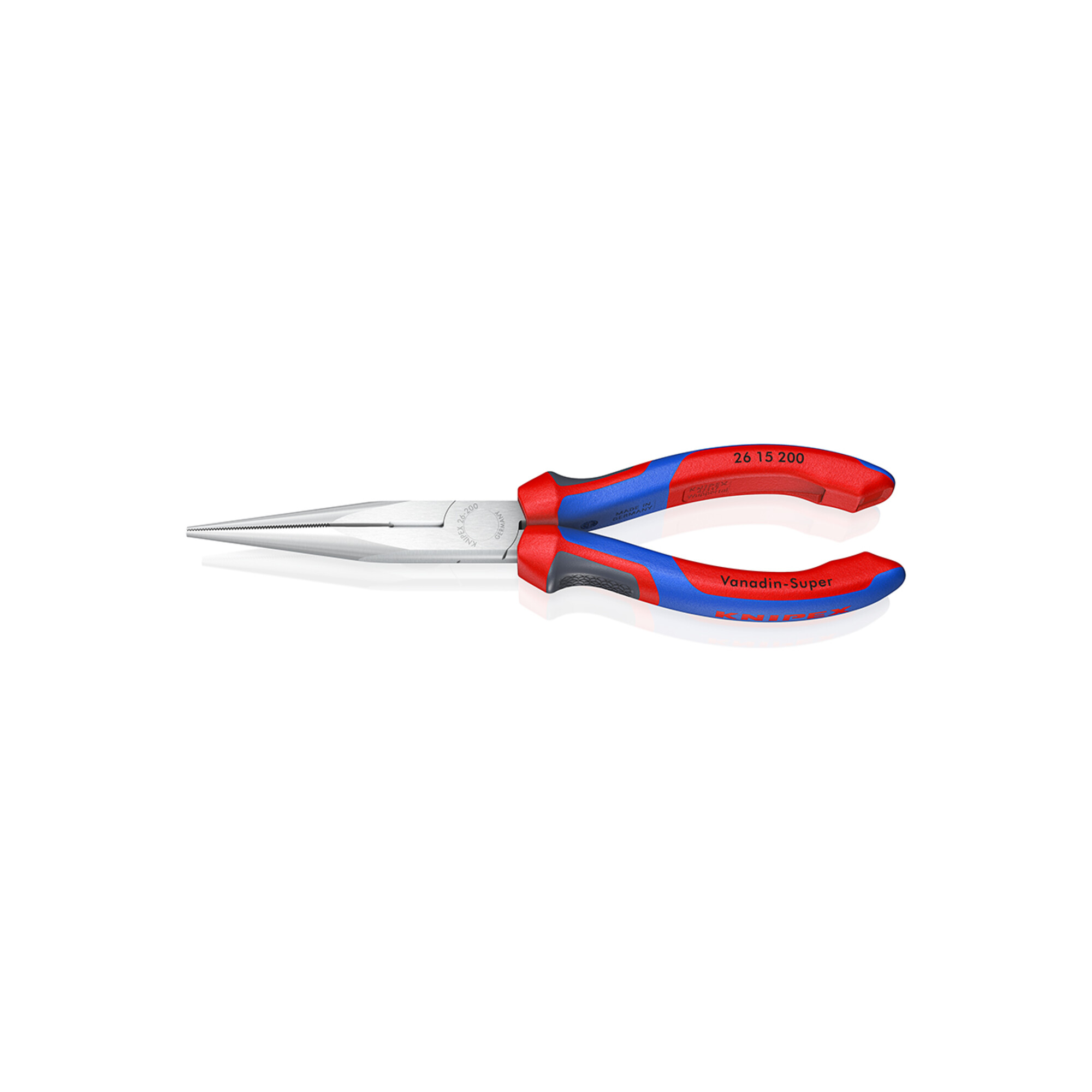 KNIPEX 26 15 200 Flachrundzange mit Schneide (Storchschnabelzange) mit Comfort-Griffen verchromt 200 mm