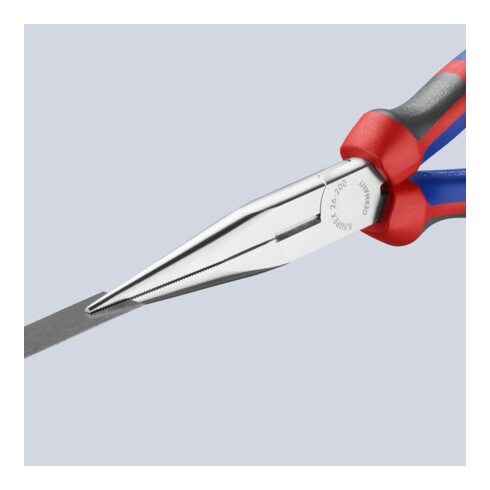 KNIPEX 26 15 200 Flachrundzange mit Schneide (Storchschnabelzange) mit Comfort-Griffen verchromt 200 mm