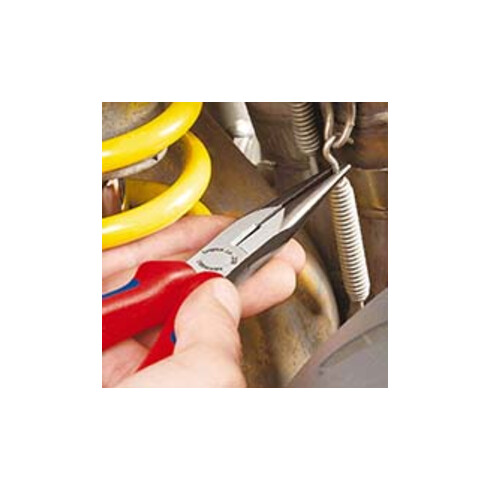 KNIPEX 26 21 200 Flachrundzange mit Schneide (Storchschnabelzange) mit Kunststoff überzogen schwarz atramentiert 200 mm