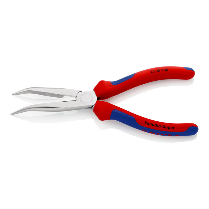 KNIPEX 26 25 200 Platte rondbektang met snijkant (ooievaarstang) verchroomd 200 mm