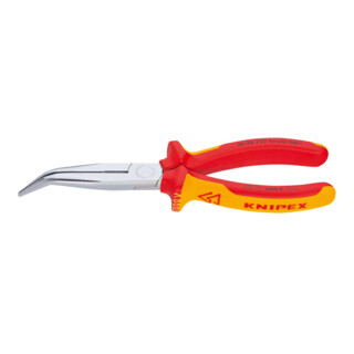 KNIPEX 26 26 200 Flachrundzange mit Schneide (Storchschnabelzange) isoliert mit Mehrkomponenten-Hüllen, VDE-geprüft verchromt 200 mm