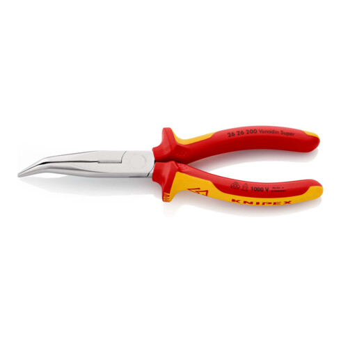 KNIPEX 26 26 200 Platte rondbektang met snijkant (ooievaarstang) verchroomd VDE 200 mm
