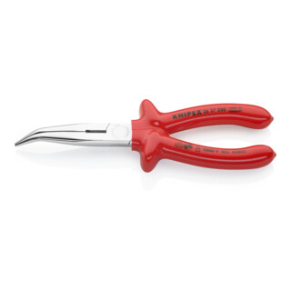 KNIPEX 26 27 200 Flachrundzange mit Schneide (Storchschnabelzange) verchromt VDE 200 mm