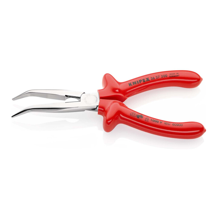 KNIPEX 26 27 200 Platte rondbektang met snijkant (ooievaarstang) verchroomd VDE 200 mm
