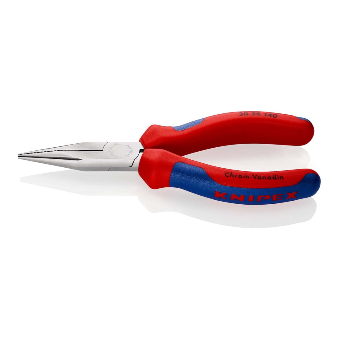KNIPEX 30 25 140 Langbeckzange mit Mehrkomponenten-Hüllen verchromt 140 mm