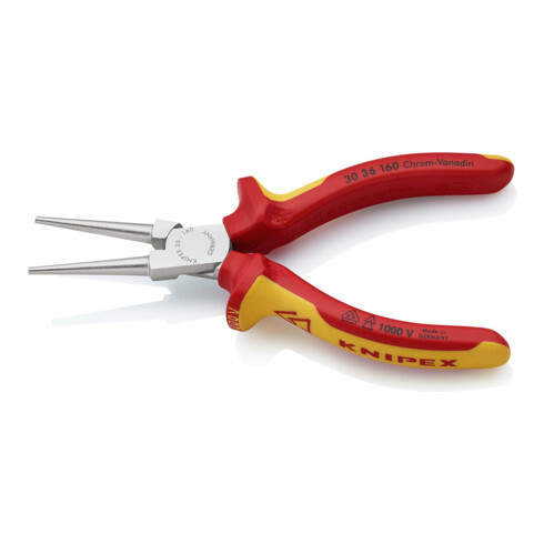 KNIPEX 30 36 160 Langbeckzange isoliert mit Mehrkomponenten-Hüllen, VDE-geprüft verchromt 160 mm
