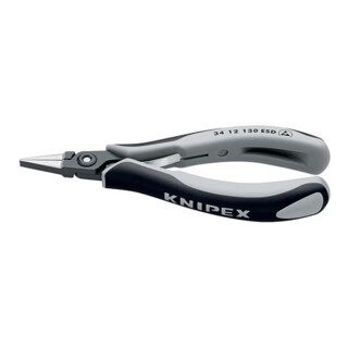 KNIPEX 34 12 130 ESD Präzisions-Elektronik-Greifzange ESD mit Mehrkomponenten-Hüllen brüniert 130 mm