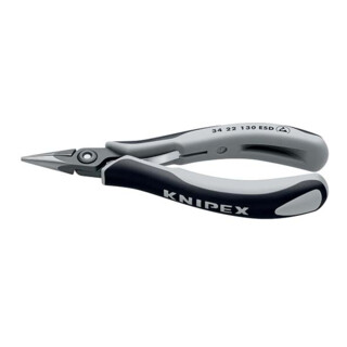 KNIPEX 34 22 130 ESD Präzisions-Elektronik-Greifzange ESD mit Mehrkomponenten-Hüllen brüniert 130 mm